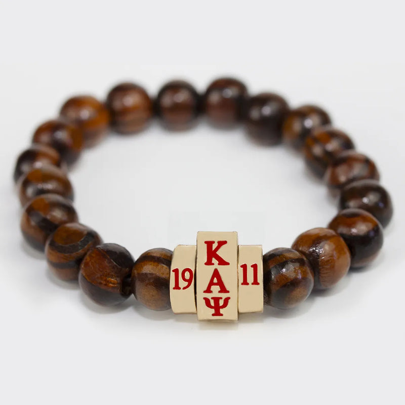 Kappa Alpha Psi Natural Wooden Beaded Bracelet