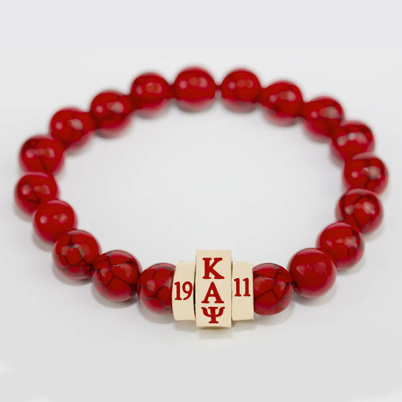 Kappa Alpha Psi Natural Stone Bracelet Red